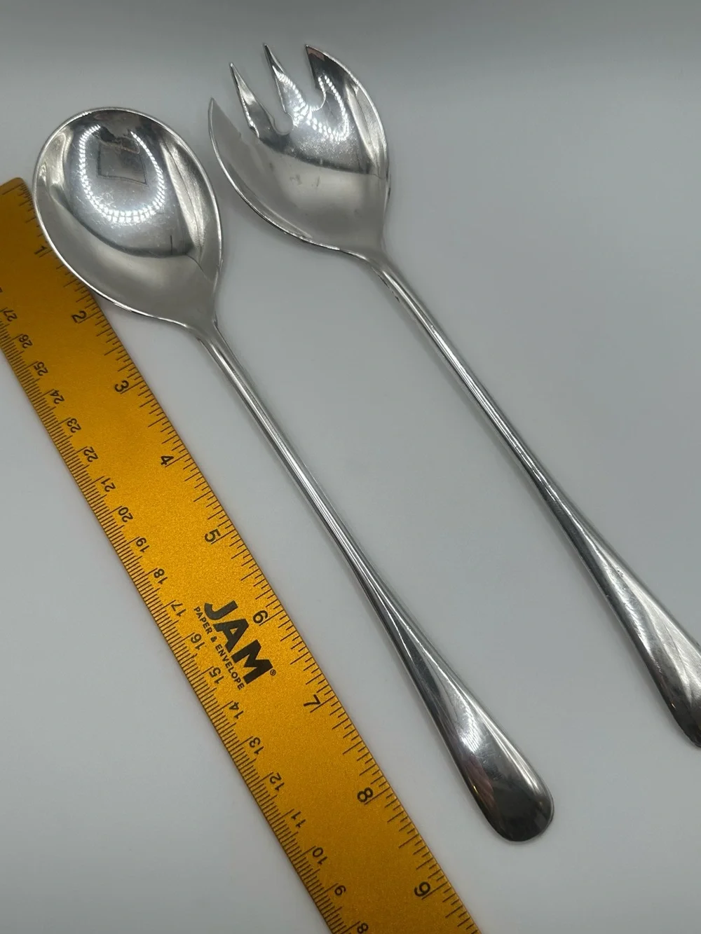 Salad Servers Fork Spoon Silver Plated Utensils Italy 9